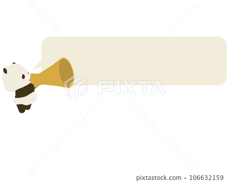 A smiling panda speaking with a megaphone. with speech bubble 106632159
