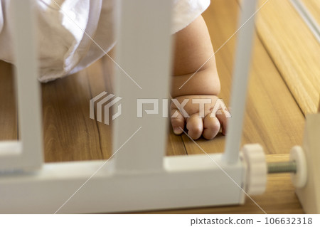 Baby's hand and baby gate (boy, 0 years old, 9 months old, Japanese) 106632318