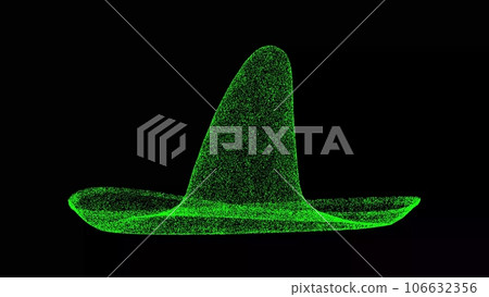 3D Sombrero on black bg. Product presentation concept. Mexico national traditional spanish culture festive advertising. For title, text, presentation. 3D animation. 3D Sombrero on black bg. Product presentation concept. Mexico national traditional spanish culture festive advertising. For title, text, presentation. 3D animation. 106632356