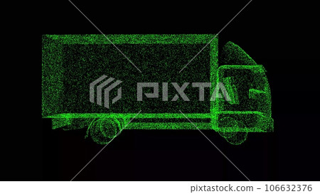 3D Cargo Truck on black bg. Delivery by truck. Express delivery, shipping service concept. International and Domestic Shipping. For title, text, presentation. 3d animation. 3D Cargo Truck on black bg. Delivery by truck. Express delivery, shipping service concept. International and Domestic Shipping. For title, text, presentation. 3d animation. 106632376