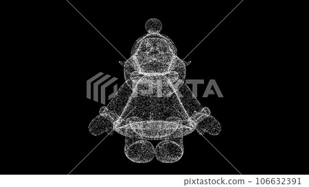 3D funny Santa on black bg. Merry christmas and happy new year concept. For title, text, presentation. Shimmering particles. 3D animation. 3D funny Santa on black bg. Merry christmas and happy new year concept. For title, text, presentation. Shimmering particles. 3D animation. 106632391