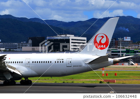Osaka International Airport JAL Airplane Landing Ready Sky Park Osaka International Airport JAL Airplane Landing Ready Sky Park 106632448