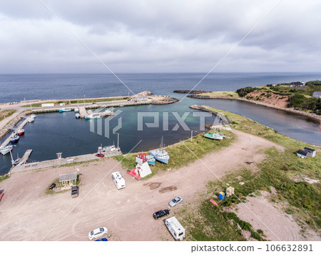 Pleasant Bay Marina fishing village boat tour whale watching Cape Breton Island Cabot Trail Nova Scotia Highlands Canada 106632891