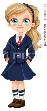 Girl in Student Uniform Cartoon Girl in Student Uniform Cartoon 106633117