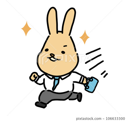 兔子上班族微笑著奔跑 106633300