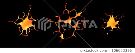 Lava crack. Earthquake and ground cracks, hole effect, craquelure and damaged lava texture. Vector illustrations can be used for topics earthquake, crash, destruction. 106633356