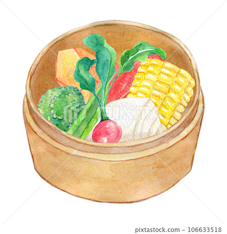 蒸蔬菜水彩插圖 106633518