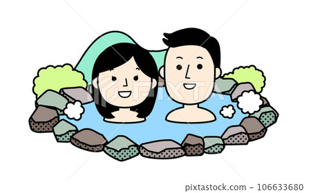 Simple illustration of people Hot spring trip Couple Simple illustration of people Hot spring trip Couple 106633680