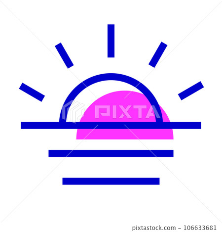 Two-color style icon representing the day and the sun Two-color style icon representing the day and the sun 106633681