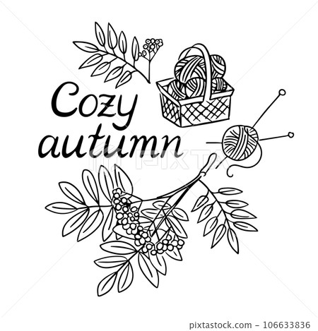 Hand drawn doodle outline autumn lettering Hand drawn doodle outline autumn lettering 106633836