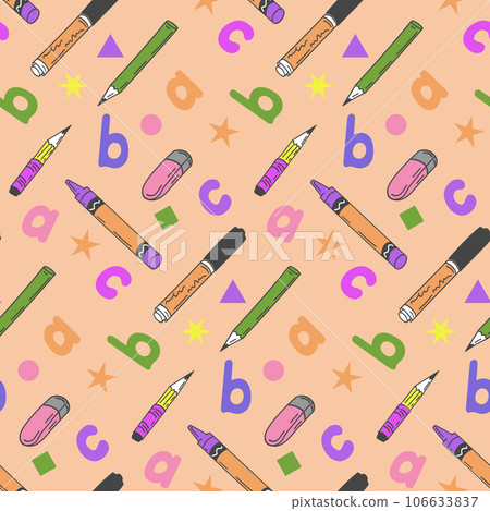 Kids pastel colors stationary and alphabet pattern Kids pastel colors stationary and alphabet pattern 106633837