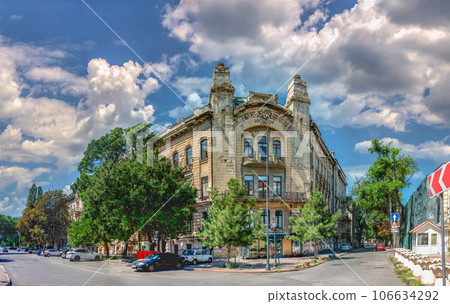Historic building on the Marazlievskaya street in Odessa, Ukraine Historic building on the Marazlievskaya street in Odessa, Ukraine 106634292