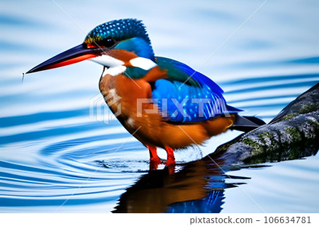 Beautiful kingfisher catching fish image. Generative AI 106634781
