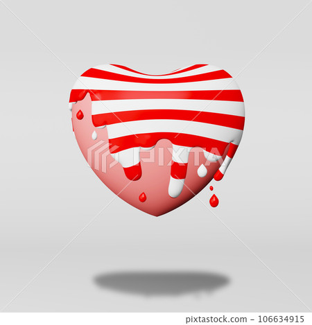United States Independence Day heart paint splash melting glaze 3D rendering. 4th of July I Love USA American flag 106634915