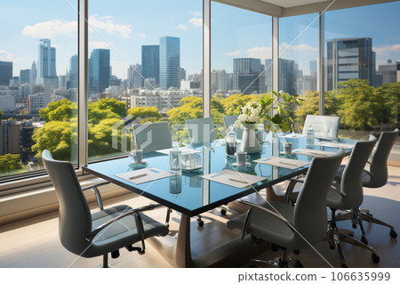 A meeting room in a clean office with no one "AI generated image" 106635999