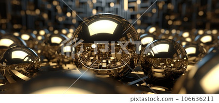 Abstract background with 3d Metallic spheres. 3D illustration of balls textured. Modern cover concept. Decoration element for banner design Abstract background with 3d Metallic spheres. 3D illustration of balls textured. Modern cover concept. Decoration element for banner design 106636211