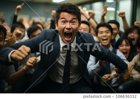 "AI-generated image" of a Japanese businessperson's moment when he is intoxicated with joy overflowing from his whole body "AI-generated image" of a Japanese businessperson's moment when he is intoxicated with joy overflowing from his whole body 106636332