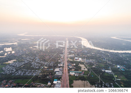 Intersection traffic road aerial view in morning 106636674