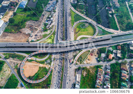Top view traffic highway circle intersection 106636676