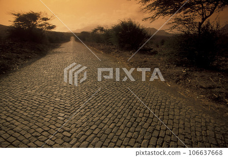 AFRICA CAPE VERDE SANTO ANTAO STONE ROAD 106637668