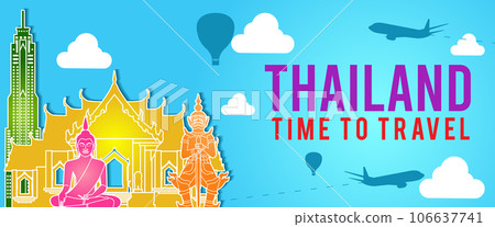 banner of Thailand famous landmark silhouette colorful style banner of Thailand famous landmark silhouette colorful style 106637741