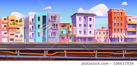 City house water pipe underground system in vector 106637836