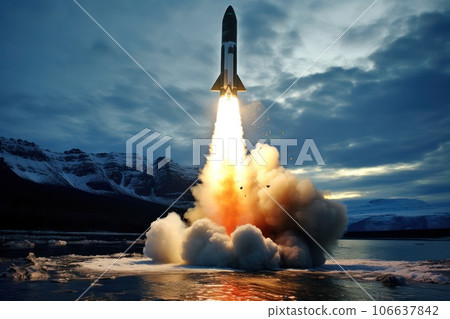 Launch of a nuclear ballistic intercontinental missile from submarine 106637842