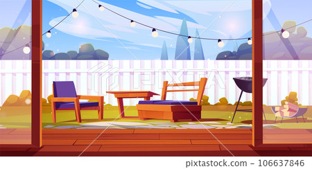 House backyard garden with fence cartoon vector House backyard garden with fence cartoon vector 106637846
