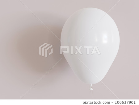 White, blank balloon mock up. Blank template for your design, advertising, logo. Close-up view. Print on balloon. Minimalist mockup. 3D rendering. 106637901