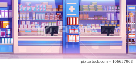 Pharmacy interior cartoon vector Pharmacy interior cartoon vector 106637968