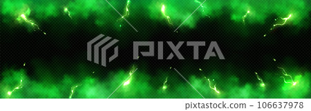 Lightning strikes in green smoke 106637978