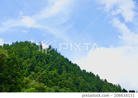 Clear blue sky and mountain scenery 106638131