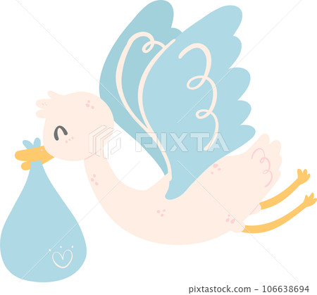 baby shower cute stork bird with baby bag baby shower cute stork bird with baby bag 106638694