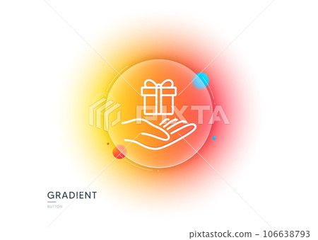 Loyalty program line icon. Gradient blur button with glassmorphism. Gift box sign. Present symbol. Transparent glass design. Loyalty program line icon. Vector Loyalty program line icon. Gradient blur button with glassmorphism. Gift box sign. Present symbol. Transparent glass design. Loyalty program line icon. Vector 106638793