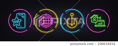 Seo internet, Vip phone and Scroll down minimal line icons. Neon laser 3d lights. Work home icons. For web, application, printing. Globe, Exclusive privilege, Swipe screen. Outsource work. Vector Seo internet, Vip phone and Scroll down minimal line icons. Neon laser 3d lights. Work home icons. For web, application, printing. Globe, Exclusive privilege, Swipe screen. Outsource work. Vector 106638858
