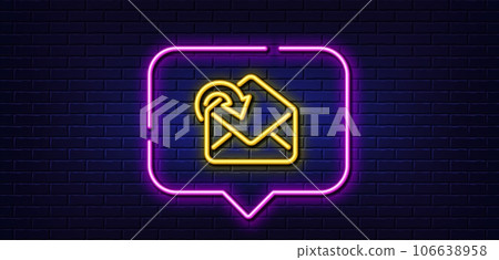 Neon light speech bubble. Receive Mail download line icon. Incoming Messages correspondence sign. E-mail symbol. Neon light background. Receive Mail glow line. Brick wall banner. Vector Neon light speech bubble. Receive Mail download line icon. Incoming Messages correspondence sign. E-mail symbol. Neon light background. Receive Mail glow line. Brick wall banner. Vector 106638958