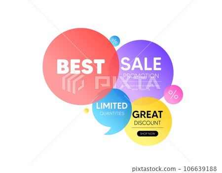 Discount offer bubble banner. Best promotion tag. Special offer Sale sign. Advertising Discounts symbol. Promo coupon banner. Best round tag. Quote shape element. Vector 106639188