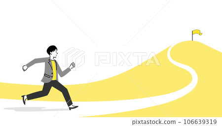 Illustration, vector of a young business woman aiming for a goal 106639319