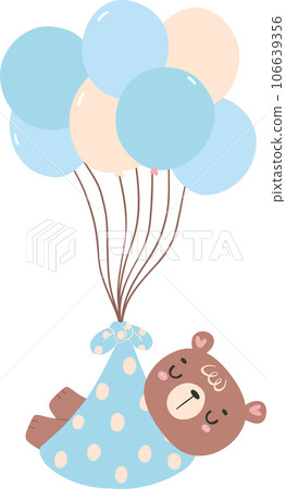 Cute baby shower bear boy cartoon animal nursery illustration hand drawn 106639356