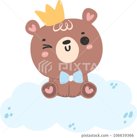 Cute baby shower bear boy cartoon animal nursery illustration hand drawn Cute baby shower bear boy cartoon animal nursery illustration hand drawn 106639366