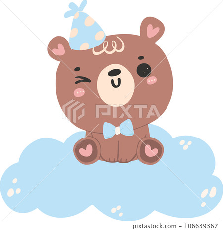 Cute baby shower bear boy cartoon animal nursery illustration hand drawn Cute baby shower bear boy cartoon animal nursery illustration hand drawn 106639367
