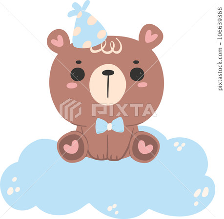 Cute baby shower bear boy cartoon animal nursery illustration hand drawn Cute baby shower bear boy cartoon animal nursery illustration hand drawn 106639368