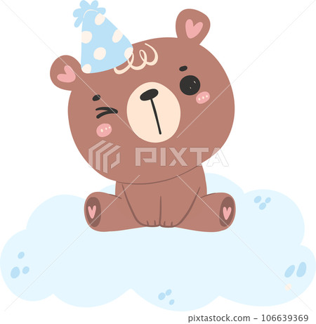 Cute baby shower bear boy cartoon animal nursery illustration hand drawn Cute baby shower bear boy cartoon animal nursery illustration hand drawn 106639369