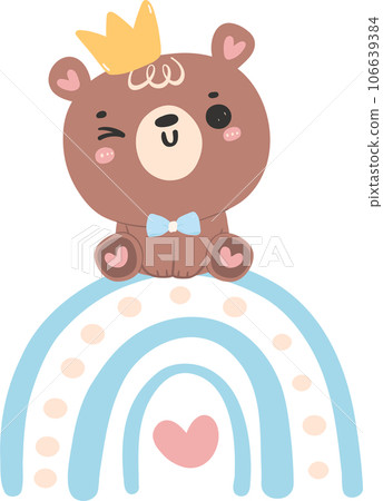 Cute baby shower bear boy nursery illustration hand drawn 106639384