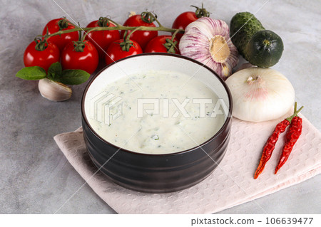 Traditional delicious appetizer; greek tzatziki (Turkish name; cacik) Traditional delicious appetizer; greek tzatziki (Turkish name; cacik) 106639477