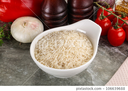 Raw delicous basmati rice heap 106639688