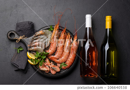 Seafood and Wine on a Table Seafood and Wine on a Table 106640538