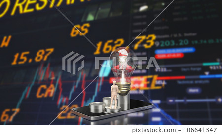 The rocket in bulb on mobile phone for startup Business concept 3d rendering 106641347