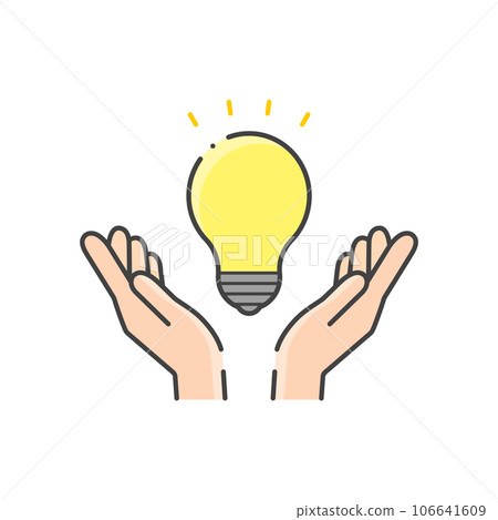 閃亮燈泡與人手簡單圖標-閃光電能圖像素材 閃亮燈泡與人手簡單圖標-閃光電能圖像素材 106641609