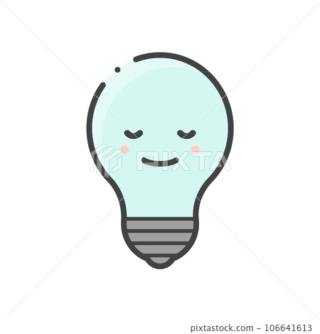 Cute icon of a light bulb smiling with eyes closed - Image material for electricity, turning off lights, and saving energy Cute icon of a light bulb smiling with eyes closed - Image material for electricity, turning off lights, and saving energy 106641613